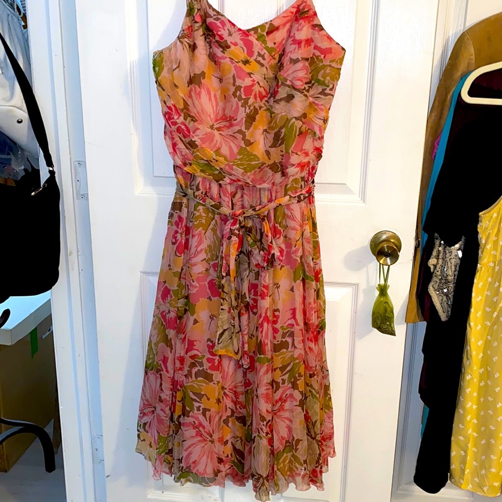 Ladies Silk Dress Fully Lined size 10 Floral